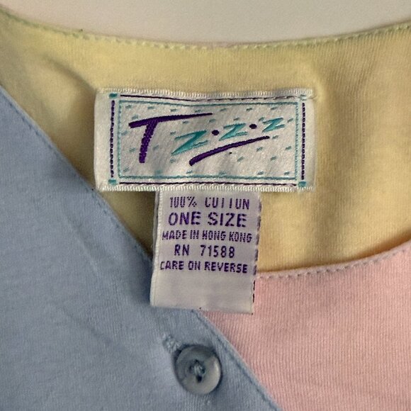 Vintage Full Length 100% Cotton Nightgown with 3/4 Sleeves Pink Blue Yellow - Picture 2 of 10